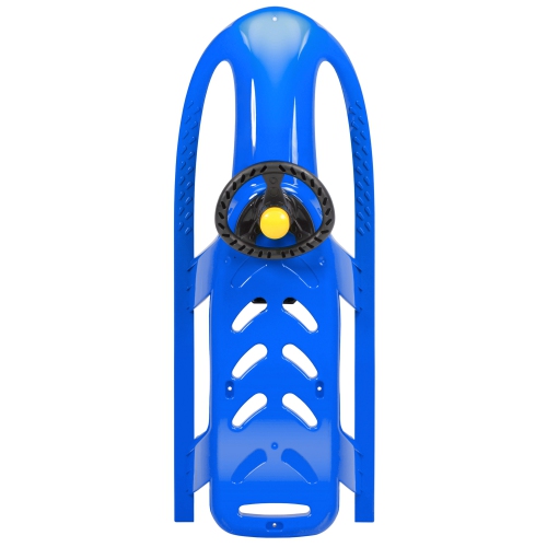ArcticThrill Snow Sled for Kids - SnowRush Sledge - Single Rider Racer Toboggan with Pull Rope and Steering Wheel; Outdoor Plastic Winter Sleigh for