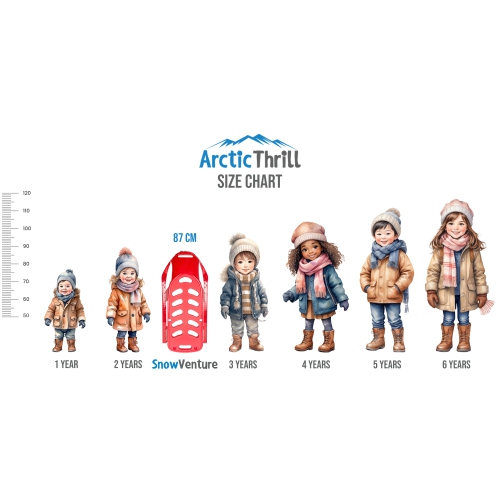 ArcticThrill Snow Sled for Kids - SnowVenture Sledge - Toboggan with Pull Rope; Outdoor Plastic Winter Sleigh for Toddlers & Kids