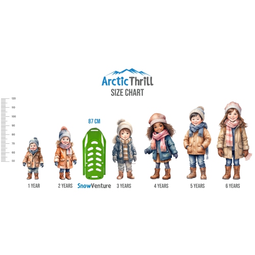 ArcticThrill Snow Sled for Kids - SnowVenture Sledge - Toboggan with Pull Rope; Outdoor Plastic Winter Sleigh for Toddlers & Kids