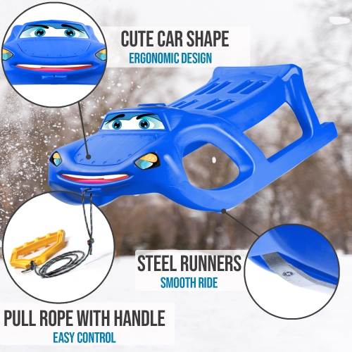 Luge de neige ArcticThrill pour enfants - traîneau de motoneige - toboggan avec corde; traîneau d'hiver en plastique pour les tout-petits et les