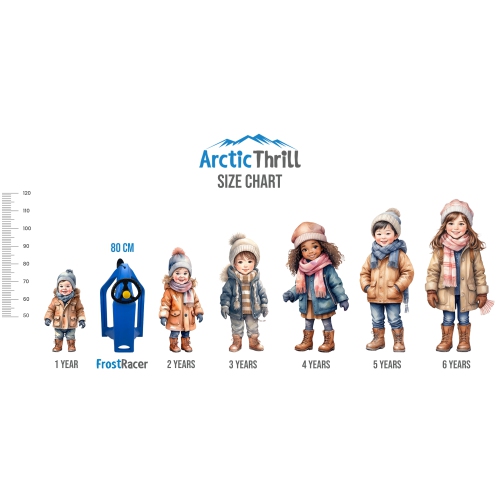 ArcticThrill Snow Sled for Kids - FrostRacer Sledge - Single Rider Racer Toboggan with Pull Rope and Steering Wheel; Outdoor Plastic Winter Sleigh
