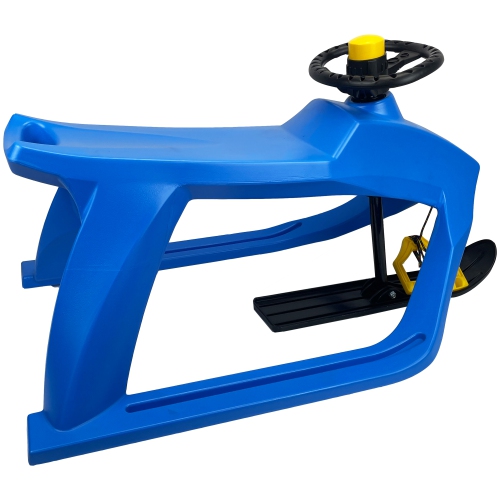 ArcticThrill Snow Sled for Kids - FrostRacer Sledge - Single Rider Racer Toboggan with Pull Rope and Steering Wheel; Outdoor Plastic Winter Sleigh