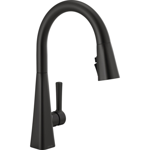 DELTA FAUCET  Lenta Matte Kitchen Faucet, Kitchen Faucets With Pull Down Sprayer, Kitchen Sink Faucet In Black