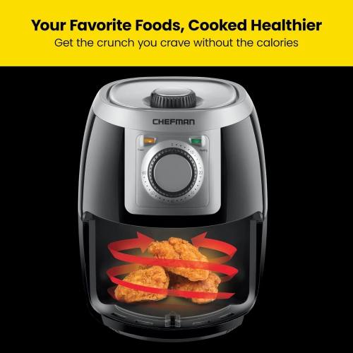 Strak TurboFry 2-Quart Air Fryer, Personal Compact Healthy Fryer w/ Adjustable Temperature Control, 60 Minute Timer and Dishwasher Safe Basket