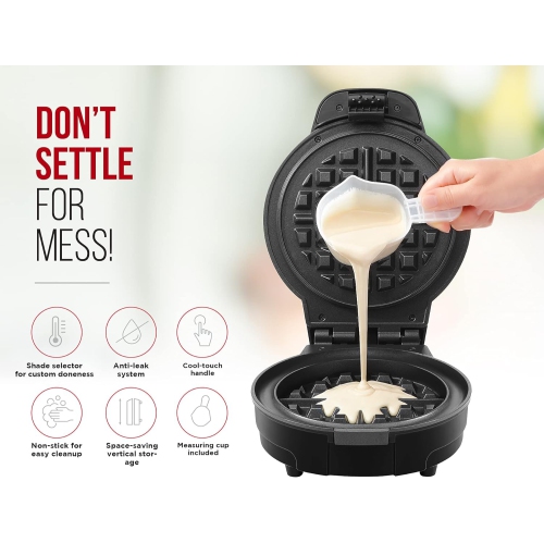 Strak Anti-Overflow Belgian Waffle Maker w/Shade Selector, Temperature Control