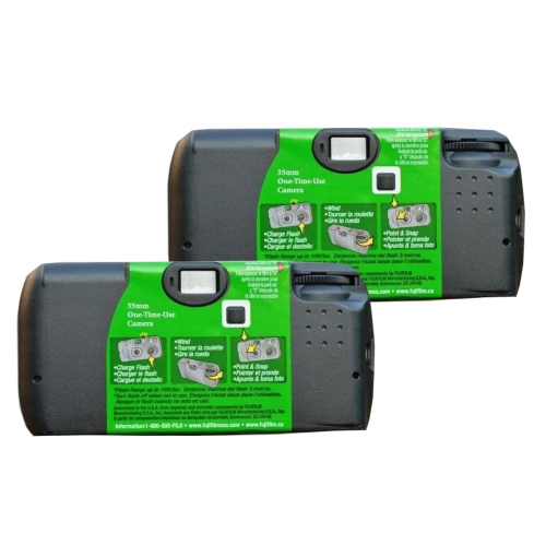 Fujifilm QuickSnap Flash 400 Disposable 35mm Camera Plus a Bonus Eco-Friendly Silicone Wrist Band and a Microfiber Cleaning Cloth