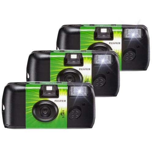 Fujifilm QuickSnap Flash 400 Disposable 35mm Camera Plus a Bonus Eco-Friendly Silicone Wrist Band and a Microfiber Cleaning Cloth