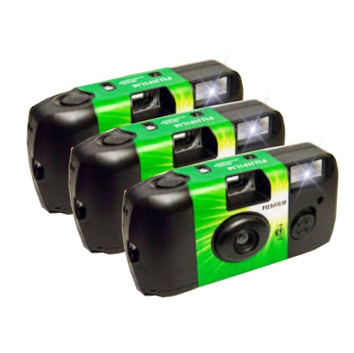 Fujifilm QuickSnap Flash 400 Disposable 35mm Camera Plus a Bonus Eco-Friendly Silicone Wrist Band and a Microfiber Cleaning Cloth