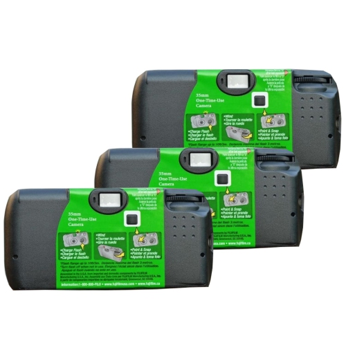 Fujifilm QuickSnap Flash 400 Disposable 35mm Camera Plus a Bonus Eco-Friendly Silicone Wrist Band and a Microfiber Cleaning Cloth