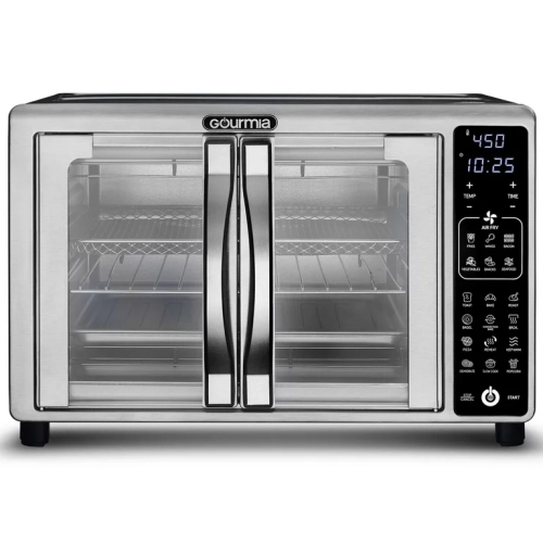 Gourmia Digital Air Fryer Toaster Oven with Single-Pull French Doors, 19 Cooking Presets, Stainless Steel