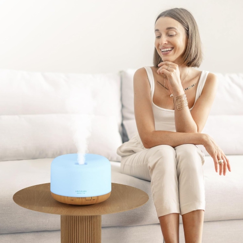 ASAKUKI 500ml Essential Oil Diffuser, 5 in 1 Premium Ultrasonic Aromatherapy Fragrant Oil Vaporizer Humidifier