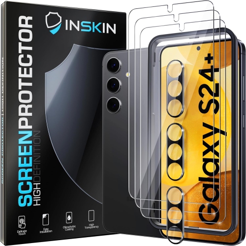 Inskin Screen Protector for Samsung Galaxy S24 Plus 5G - 3+3 Tempered Glass for Screen & Camera Lens, Auto-Align Installation, Fingerprint ID Support