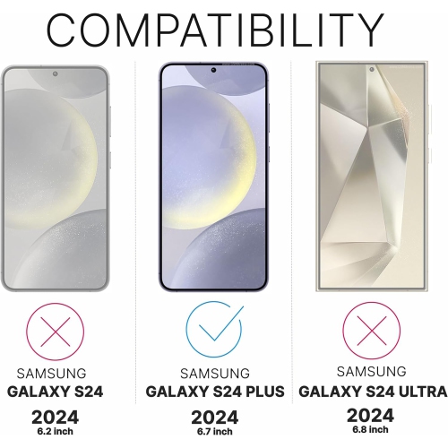 Protecteur d'écran d'Inskin pour Galaxy S24 plus 5G de Samsung - verre trempé 3 + 3&nbsp;mm pour écran et objectif d'appareil photo, alignement