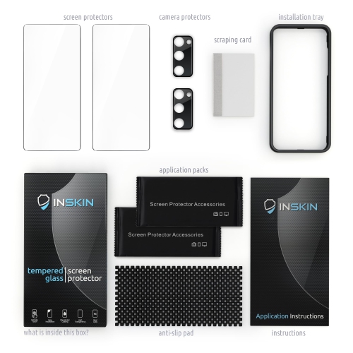 Protecteur d'écran d'Inskin pour Galaxy S20 FE de Samsung 6,5 po - 2 + 2 verres trempé pour écran et objectif d'appareil photo
