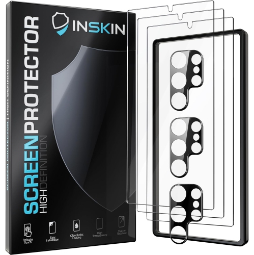 Inskin Screen Protector for Samsung Galaxy S24 Ultra 5G - 3+3 Tempered Glass for Screen & Camera Lens, Auto-Align Installation, Fingerprint ID