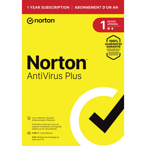 Norton AntiVirus Plus - 1 Device - 2GB Cloud Backup - 1 Year Subscription