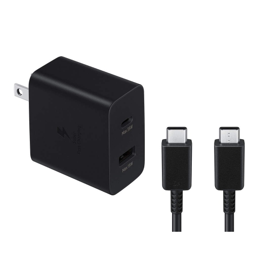 [CS] 35W Super Fast Charging Dual Port Wall Charger USB C Adapter + 1m USB-C Cable for Samsung iPhone iPad Tablet