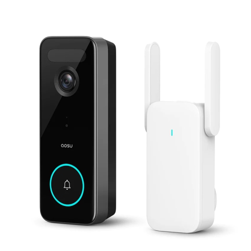 Aosu V8S 5MP Battery-Powered or Wire Two Modes Ultra HD Wi-Fi Dual-Band Smart Doorbell Camera and Chime with AI 3D Motion Detection and Built-in 8G