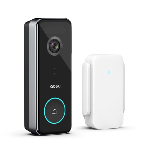 Aosu V8S 5MP Battery-Powered or Wire Two Modes Ultra HD Wi-Fi Dual-Band Smart Doorbell Camera and Chime with AI 3D Motion Detection and Built-in 8G
