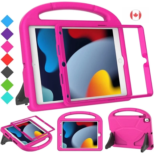 GENER  Durable Kids Case for Ipad 9Th/8Th/7Th Gen (Pink): Built-In Screen, Handle Stand, Fun Design