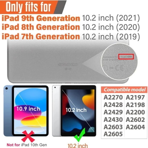 Durable Kids Case for iPad 9th/8th/7th Gen: Built-in Screen, Handle Stand, Fun Design