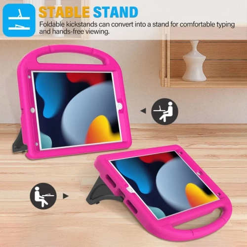 Durable Kids Case for iPad 9th/8th/7th Gen: Built-in Screen, Handle Stand, Fun Design