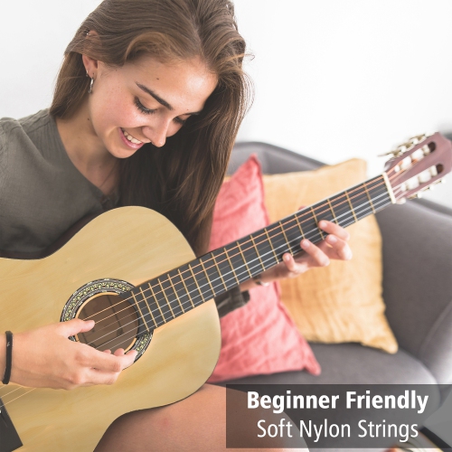 Guitare classique à 6 cordes - guitare à échelle 3/4 avec accordeur numérique et accessoires