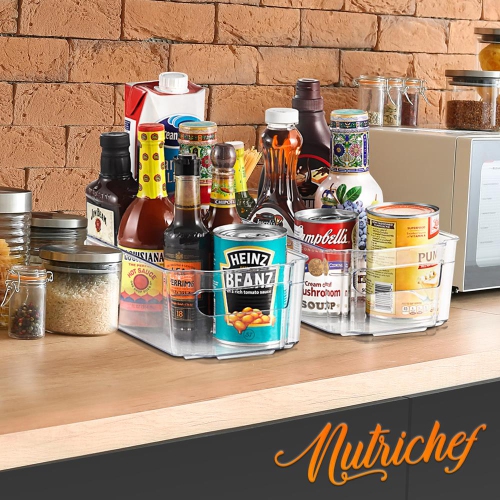 Set Of 6 Refrigerator Organizer Bins - 5 Wide Fridge Organizers and 1 Egg Holding Tray for Freezer, Kitchen, Countertops, Cabinets