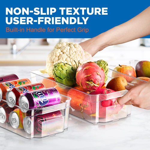 Set Of 8 Refrigerator Organizer Bins - 4 Wide and 4 Narrow Stackable Fridge Organizers for Freezer, Kitchen, Countertops, Cabinets