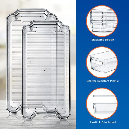 Set Of 8 Refrigerator Organizer Bins - 4 Wide and 4 Narrow Stackable Fridge Organizers for Freezer, Kitchen, Countertops, Cabinets
