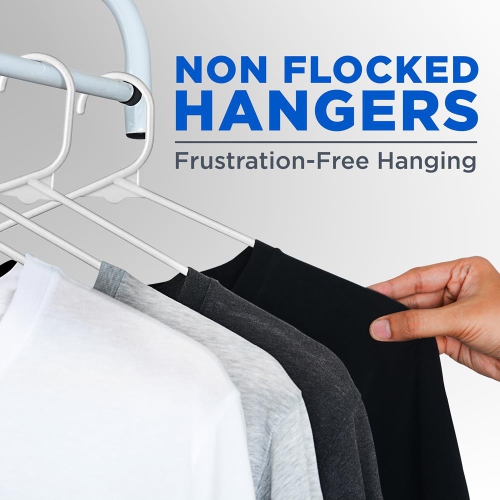 100 Pcs. of Standard Plastic Hangers for Clothes - Durable Tubular Hanger Slim Design Idea for Daily Use Space Saving Heavy Duty Coat Pants Shirt