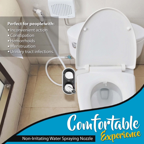 Bathroom Bidet Attachment - Hot/Cold Water Toilet Seat Bidet Sprayer