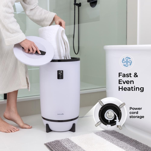 Single Touch Towel & Blanket Warmer with Fragrant Disc Holder and LED Ring