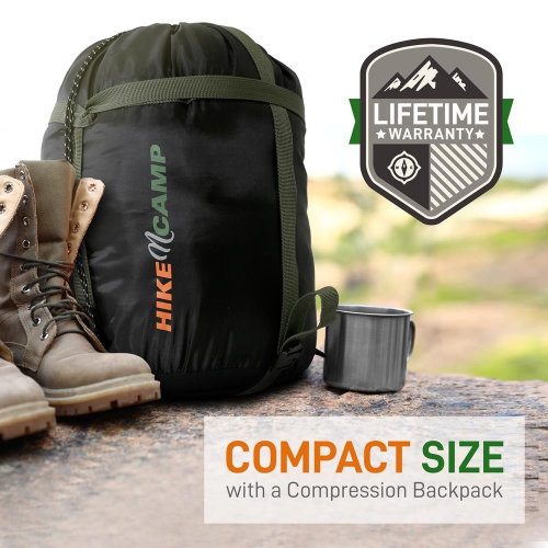 Sac de couchage double avec deux oreillers – Sac de couchage léger et étanche pour adultes ou adolescents, pour le camping, le sac à dos ou la