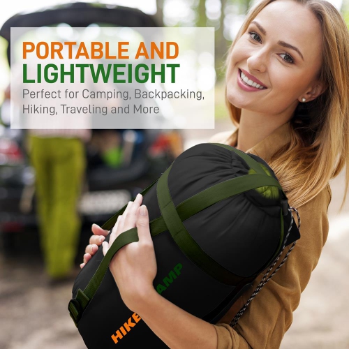 Sac de couchage double avec deux oreillers – Sac de couchage léger et étanche pour adultes ou adolescents, pour le camping, le sac à dos ou la