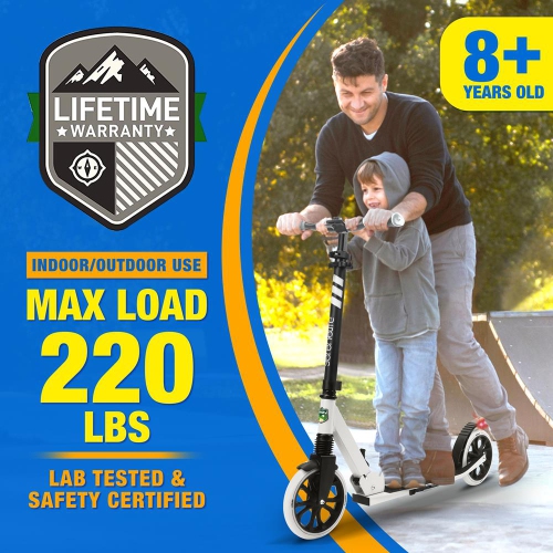 Lightweight and Foldable Kick Scooter - Adjustable Scooter for Teens and Adult, Alloy Deck with High Impact Wheels