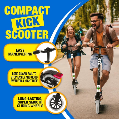 Lightweight and Foldable Kick Scooter - Adjustable Scooter for Teens and Adult, Alloy Deck with High Impact Wheels