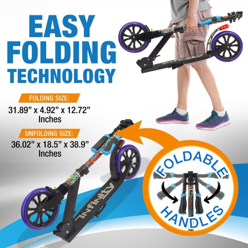 Trottinette légère et pliable - trottinette réglable pour enfants et adolescents , plateforme en alliage avec roues à impact élevé