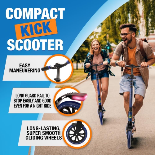 Lightweight and Foldable Kick Scooter - Adjustable Scooter for Teens and Adult, Alloy Deck with High Impact Wheels