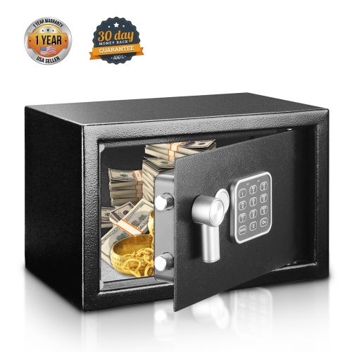 Compact Electronic Safe Box with Digital Touch Pad, Mechanical Override, Includes Keys