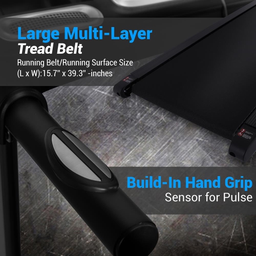 Folding Treadmill Motorized Running Machine - 12 Pre-set Program, 1.0 HP Power, Max Speed 6.0 MPH, 3'' LCD Display & Mobile Phone/Tablet for Indoor