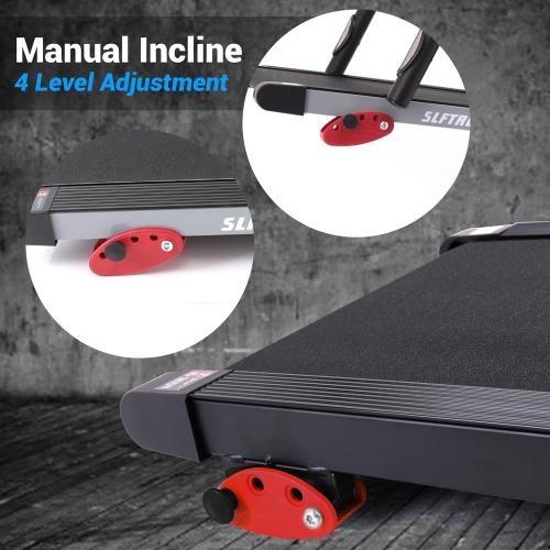 Folding Treadmill Motorized Running Machine - 12 Pre-set Program, 1.0 HP Power, Max Speed 6.0 MPH, 3'' LCD Display & Mobile Phone/Tablet for Indoor