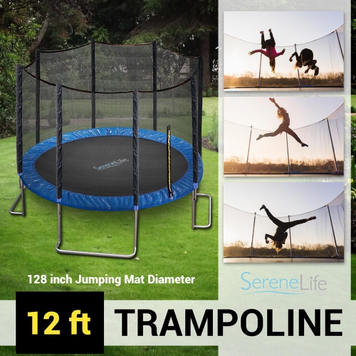 Home Backyard Sports Trampoline - Large Outdoor Jumping Fun Trampoline for Kids / Children, Safety Net Cage