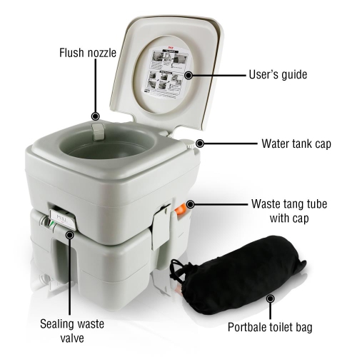 Portable Toilet for Camping & Travel – 5.3 Gal Outdoor Toilet, Compact & Leak-Proof