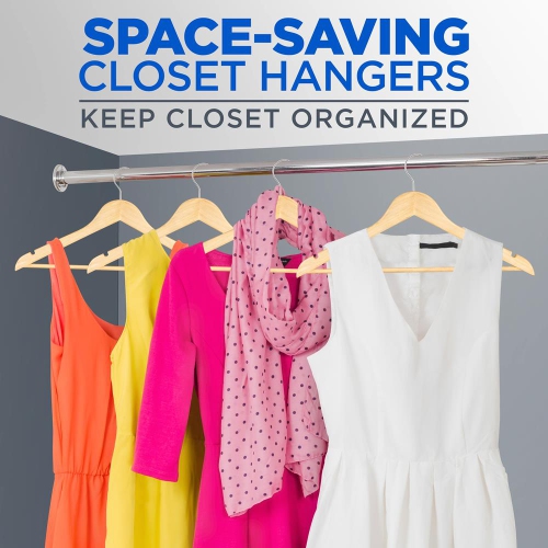 80 Pcs. of Solid Wooden Hangers for Clothes - Heavy Duty Suit Hanger Set with Chrome 360° Swivel Hook