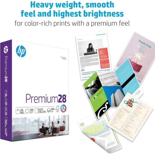 Papier pour imprimante HP 8,5 x 11 Premium 28&nbsp;lb 1 rame 500 feuilles 100 couleurs vives fabriqué aux États-Unis papier pour copies certifié FSC