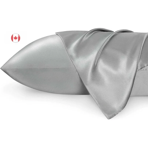 GENER  Satin Pillowcases Queen (2 Pack) - Grey, Soft Silky Pillowcase for Hair & Skin, Envelope Closure