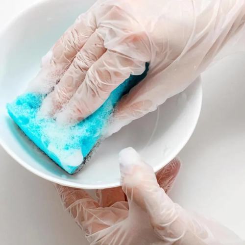 Disposable Vinyl Gloves, Clear, Industrial Grade, Powder-Free, Latex-Free, Non-Sterile, Food Safe, 2.75 Mil. Palm, 3.9 Mil. Fingers, Medium, 100-Count