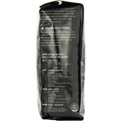 Kicking Horse Coffee, Whole Bean, 1lb - Certified Organic, Fairtrade, Kosher Coffee, Grizzly Claw - Dark Roast, 454 g