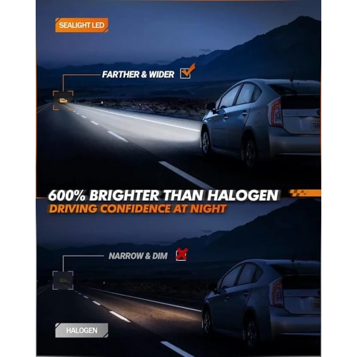 SEALIGHT H11 H8 H9 LED Headlight Bulbs, 18000 Lumens Super Bright LED Conversion Kit Bulbs, 6000K White Halogen Replacement, Pack of 2